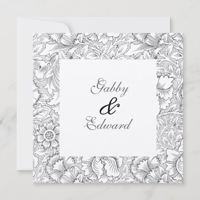 Vintage Black & White Pattern Wedding Invitation (Front)