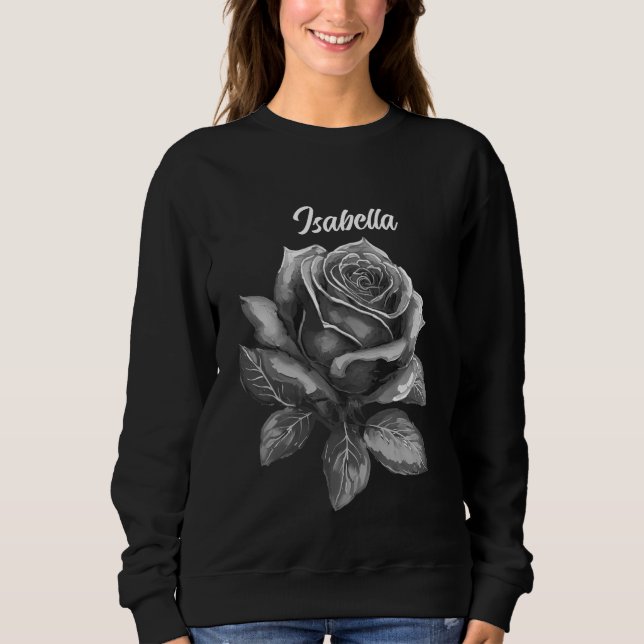 Vintage Black & White Rose Sweatshirt  (Front)