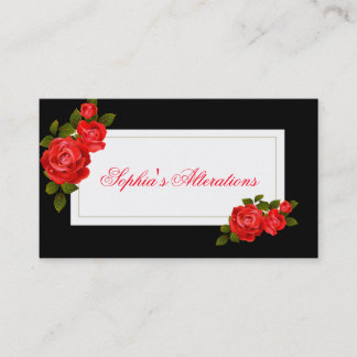Vintage Black & White Roses Alterations Business Card