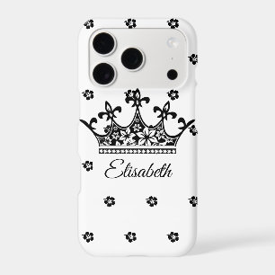 Vintage Black & White Royal Floral Crown Queen