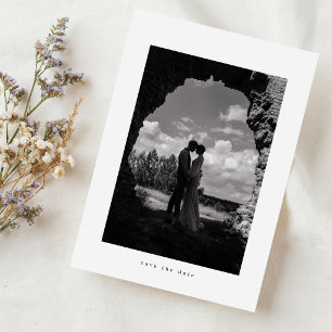 Vintage Black & White Rustic Boho Photo Wedding Save The Date