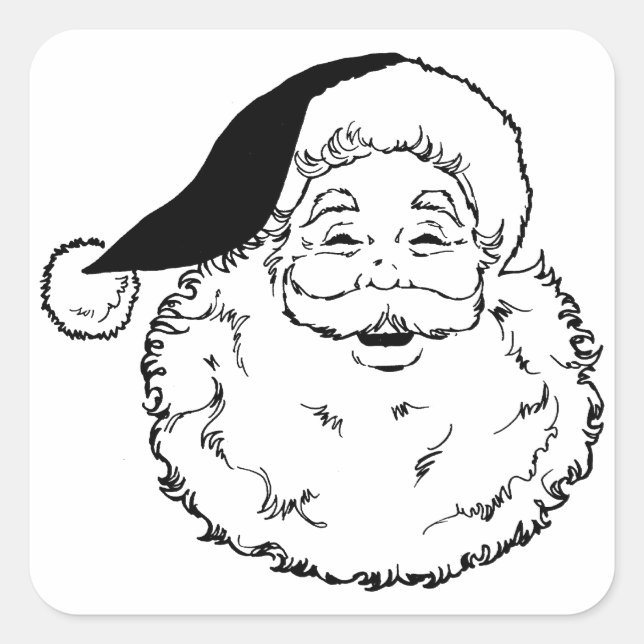 Vintage Black & White Santa Square Sticker (Front)