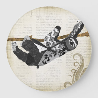 Vintage Black & White Sloth Clock
