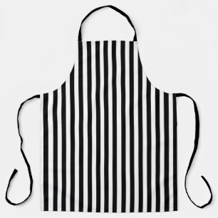 Vintage Black & White Stripes Striped Apron