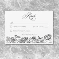 Vintage Black & White Tapestry Floral Wedding