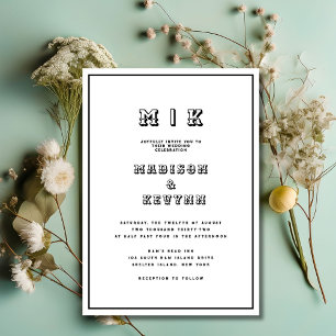 Vintage Black & White Wedding  Invitation
