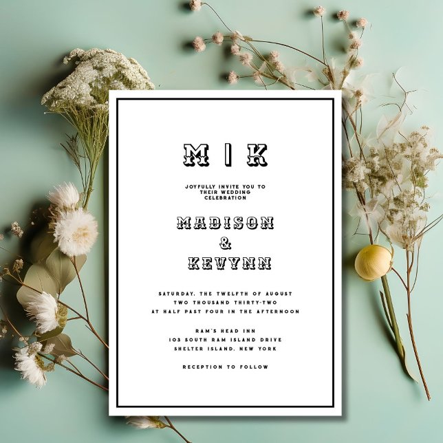 Vintage Black & White Wedding  Invitation (Creator Uploaded)