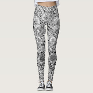 Vintage black white William Morris's Corncockle Leggings