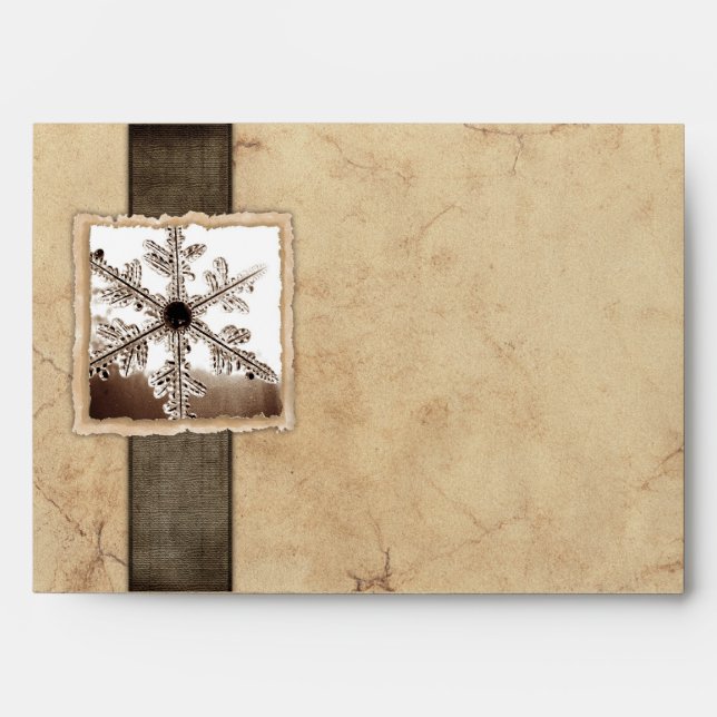 Vintage Black Winter Snowflake Envelope (Front)