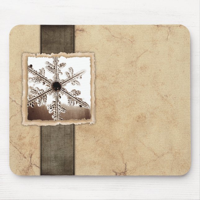 Vintage Black Winter Snowflake Mouse Pad (Front)