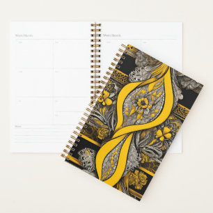 Vintage black & yellow Sunflower AI art Planner