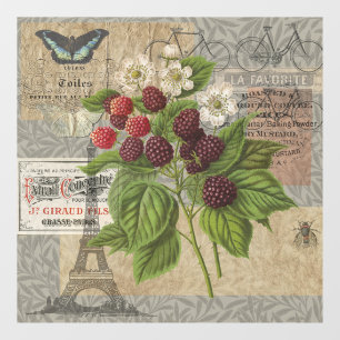 Vintage Blackberries & French Ephemera Art Collage
