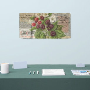 Vintage Blackberries & French Ephemera Art Collage Banner