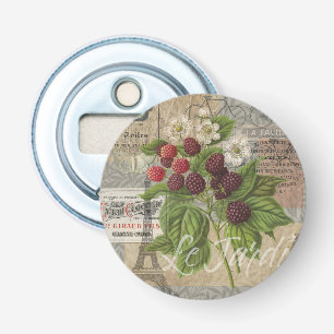 Vintage Blackberries & French Ephemera Art Collage Bottle Opener