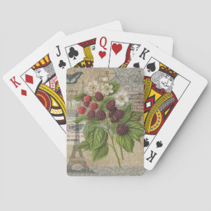 Vintage Blackberries & French Ephemera Art Collage Playing Cards