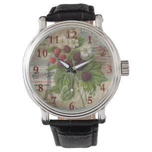 Vintage Blackberries & French Ephemera Art Collage Watch