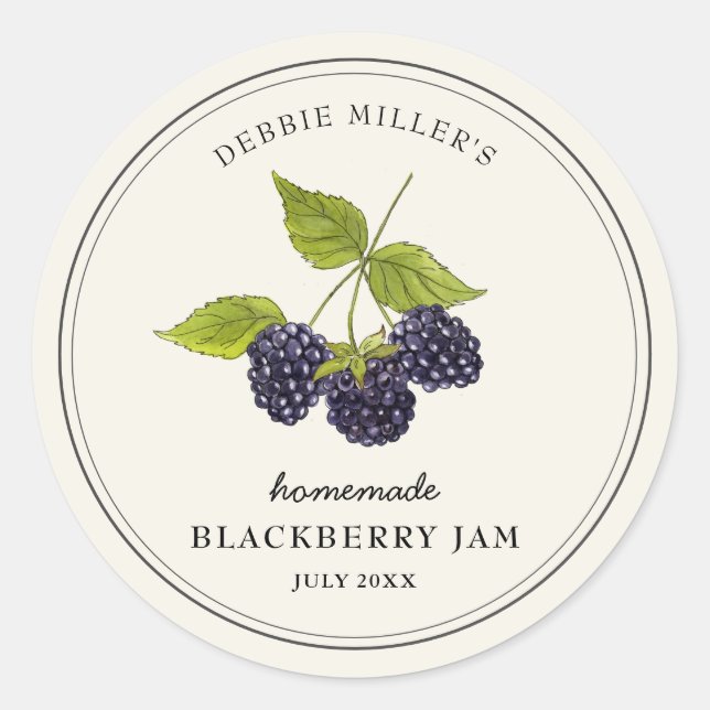 Vintage Blackberry Jam Jar Canning Label (Front)