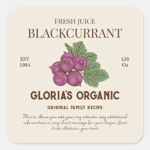 Vintage Blackcurrant Fruit Juice Product Label