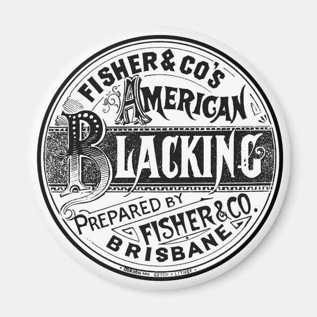 Vintage Blacking Polish Logo Black and White Magnet (Front)