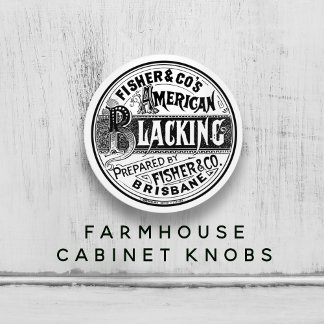 Vintage Blacking Polish Logo Black & White 🖤✨ Ceramic Knob