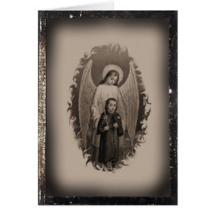 Vintage Blank Holy Card of the Guardian Angel