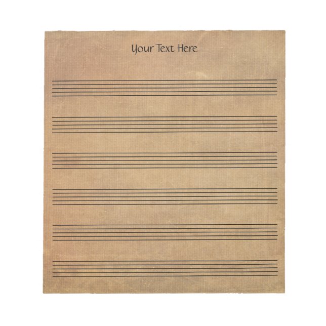 Vintage  Blank Sheet Music  6 Staves  Notepad (Front)