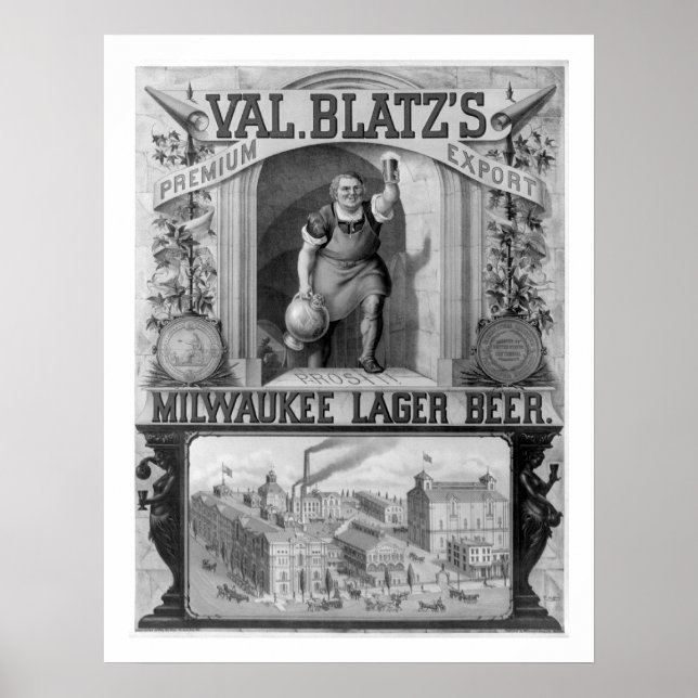 Vintage Blatz's Milwaukee Lager Beer Poster (Front)