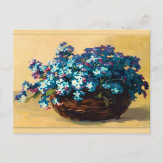 Vintage Blau Blumen Postcard