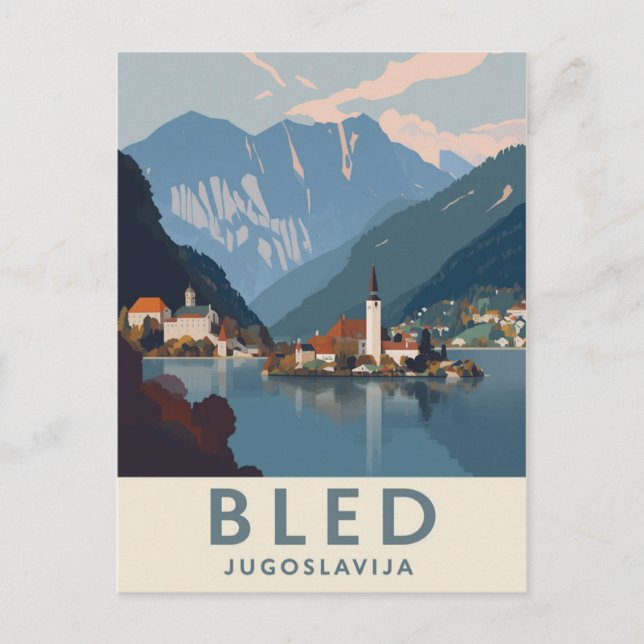 Vintage Bled Yugoslavia Travel Postcard (Front)