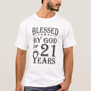 Vintage Blessed By God For 21 Years Happy 21St Bir T-Shirt