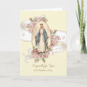 Vintage Blessed Virgin Mary Catholic Mother's Day Card