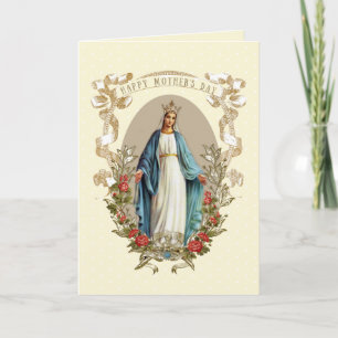 Vintage Blessed Virgin Mary Catholic Mother's Day  Card