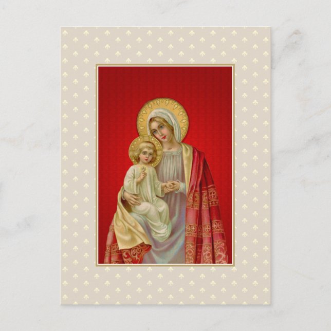 Vintage Blessed Virgin Mary with Jesus Postcard (Front)