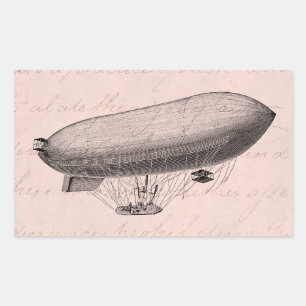 Vintage Blimp Old Zeppelin Retro Hot Air Balloon Rectangular Sticker