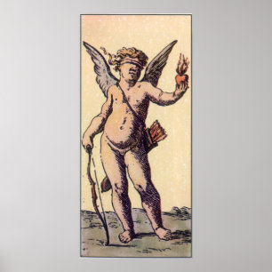Vintage Blindfolded Cupid, Valentines Tarot Card Poster