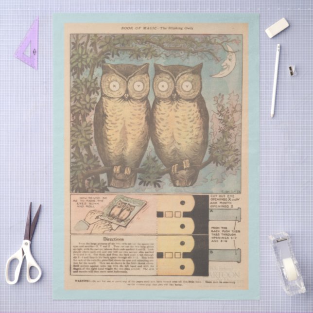 Vintage blinking owl cute fall craft  tissue paper (Craft)
