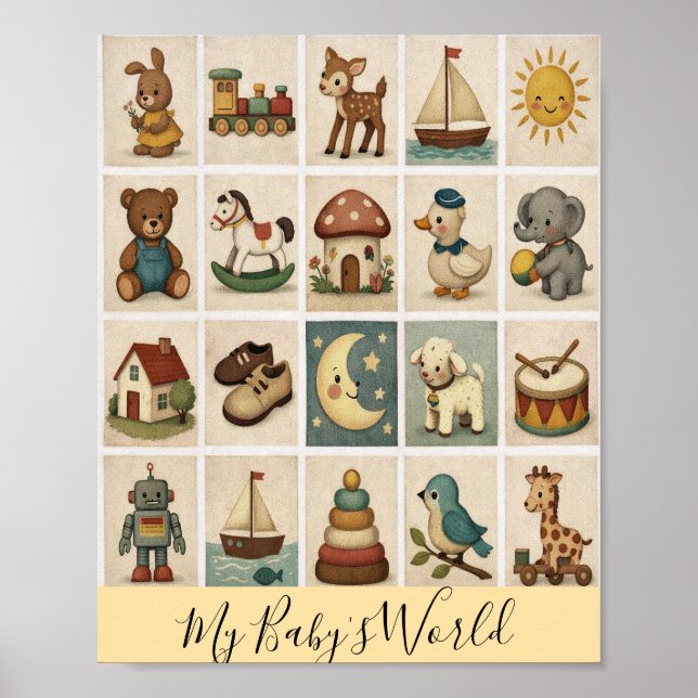 Vintage Block Custom Nursery Poster (Front)