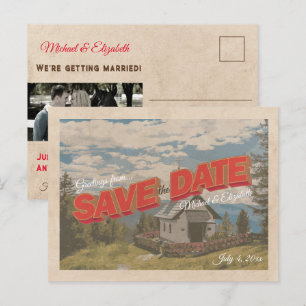Vintage Block Letter Postcard Save the Date