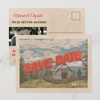 Vintage Block Letter Postcard Save the Date