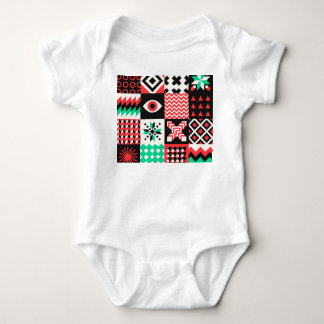 Vintage Block Shapes Abstract Background. Baby Bodysuit