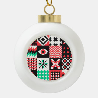 Vintage Block Shapes Abstract Background. Ceramic Ball Christmas Ornament