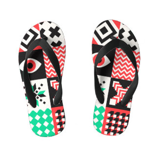 Vintage Block Shapes Abstract Background. Kid's Jandals
