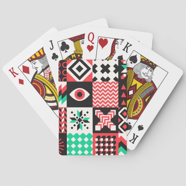 Vintage Block Shapes Abstract Background. Playing Cards (Back)