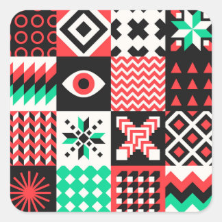 Vintage Block Shapes Abstract Background. Square Sticker