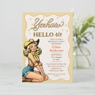Vintage Blonde Birthday Cowgirl 40th Birthday Invitation