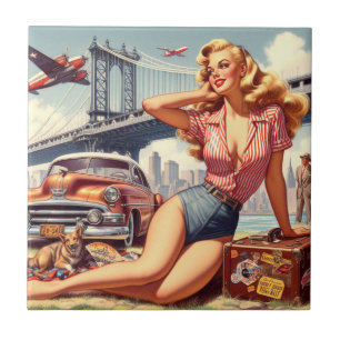Vintage Blonde Pin-up Tile