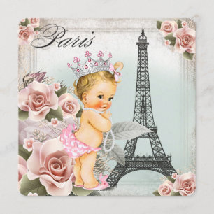 Vintage Blonde Princess Paris Baby Shower Invitation