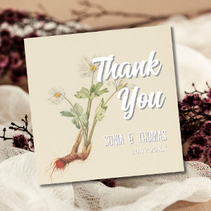 Vintage Bloodroot Botanical Watercolor Thanks Card