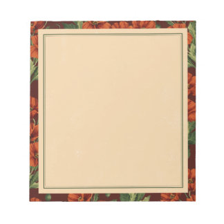 Vintage Bloom Crimson Poppies Notepad