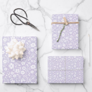 Vintage Bloom Neutral - Dusty Lavender Wrapping Paper Sheet